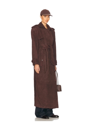 Helsa Suede Trench Coat in Brown. Size M. Also in S, L.