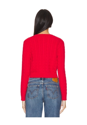 Frankies Bikinis Dudley Cable Knit Cardigan in Red. Size S. Also in XS, M, L.