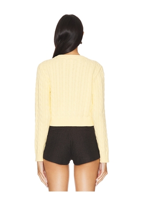 Frankies Bikinis Dudley Cable Knit Cardigan in Lemon. Size S. Also in XXS.