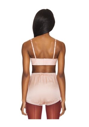 FIORUCCI Embroidered Satin Heart Bralette in Rose. Size M. Also in XS, S, L.
