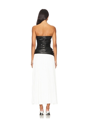 SIMKHAI Arie Faux Leather Bustier Midi Dress in Black,White. Size 2. Also in 4, 6.