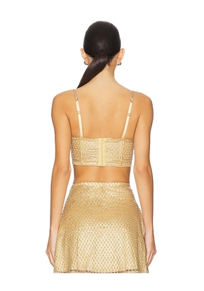 For Love & Lemons Glitter Grid Bustier Top in Metallic Gold. Size M. Also in XS, L, XL.