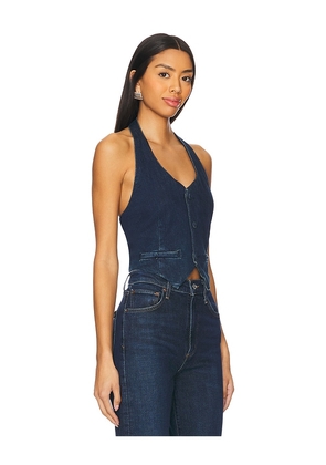 Good American Denim Halter Vest in Denim-Dark. Size 4X. Also in 2X, 5X.