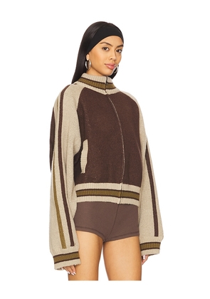 Jaded London Knitted Bomber in Brown. Size M. Also in L.