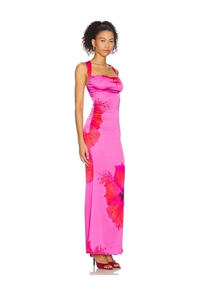 Good American Satin Lace Up Maxi Dress in Pink. Size S. Also in XS, XXXL.