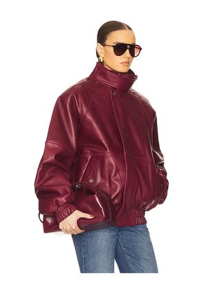 Helsa The Oversized Leather Bomber in Burgundy. Size S. Also in XS.