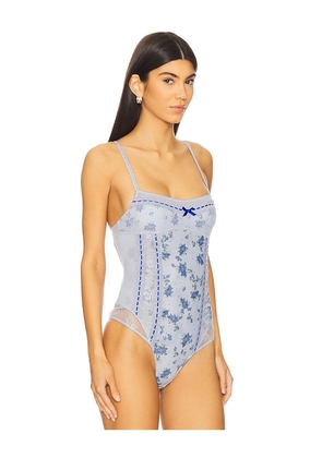Free People Sara Corset Bodysuit in Blue. Size S. Also in L, XL.