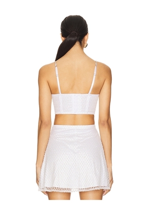 For Love & Lemons Glitter Grid Bustier Top in White. Size S. Also in XS, M, XL.