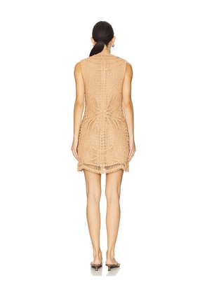SIMKHAI Coen Mini Dress in Tan. Size 2. Also in 0.