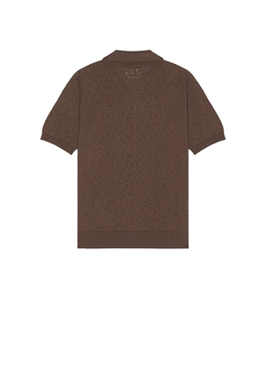 Far Afield Belser Knitted Polo in Brown. Size M. Also in L.