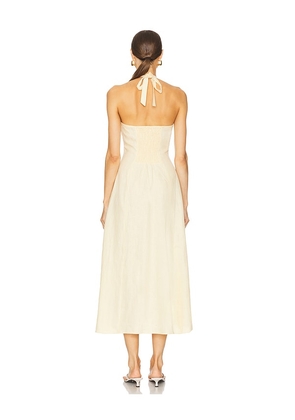 FAITHFULL Marais Midi Dress in Lemon. Size M. Also in L.