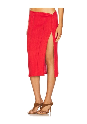 Jade Cropper Side Slit Midi Skirt in Red. Size 36. Also in 38, 40.