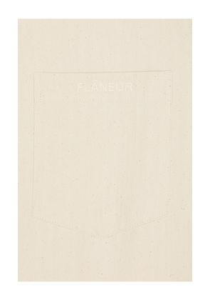 FLANEUR Embroidered Turtle Shirt in Cream. Size S. Also in M.