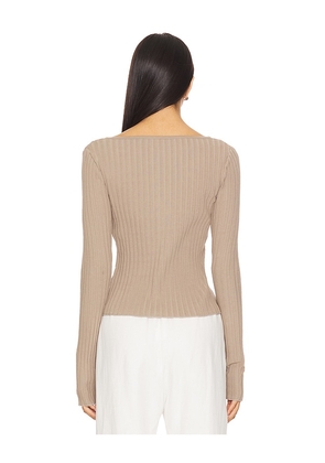 Free People Tilly Long Sleeve Top in Taupe. Size XL. Also in L, M, S, XS.