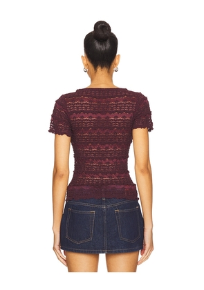 Free People Angelina Lace Tee in Wine. Size S. Also in XS.