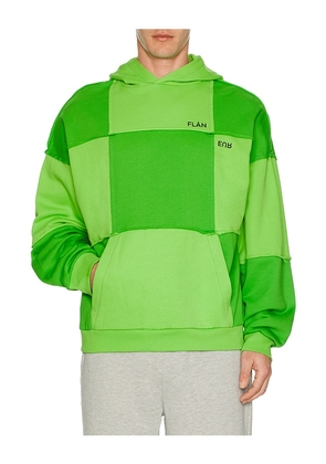 FLANEUR Cut & Sew Hoodie in Green. Size XL/1X. Also in M.