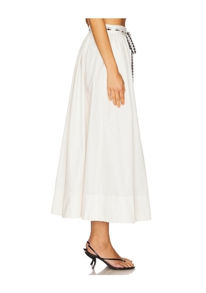 For Love & Lemons Georgia Poplin Midi Skirt in Cream. Size M. Also in S, L.