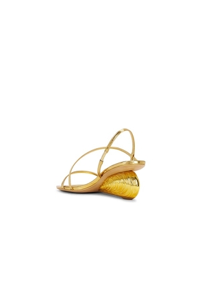 SIMKHAI Bridget Oyster Shell Wedge Sandal in Metallic Gold. Size 36. Also in 38, 40.