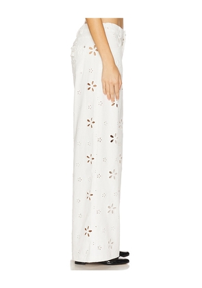 For Love & Lemons Daisy Eyelet Baggy Jeans in White. Size XL. Also in L.