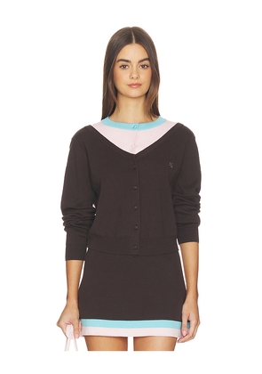 Kate Barton Illusion Layered Cardigan in Chocolate. Size M. Also in L, S, XS.