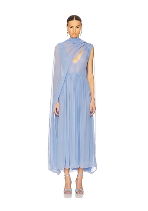 Helsa The Sabine Dress in Silk Chiffon in Blue. Size M. Also in S, XS, XXS.