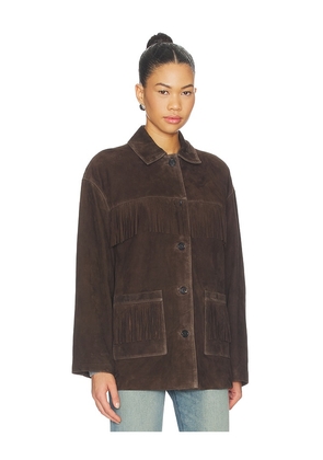NILI LOTAN Foudre Fringes Suede Jacket in Brown. Size L. Also in XS, S, M.