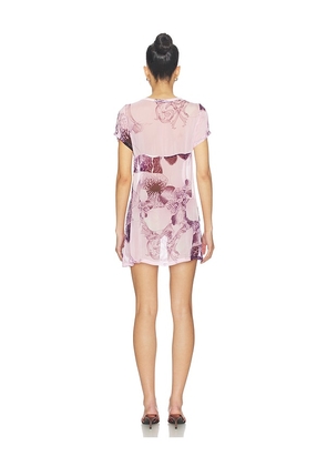 Muma World Pink Amazonia Organza Mini Dress in Pink. Size L. Also in XS, S, M.