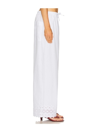 Helsa The Summer Pant With Vintage Swiss Embroidery in White. Size M. Also in XL.