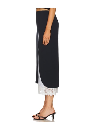 Helsa The Midi Pencil Skirt With Lace & Poplin in Black. Size M. Also in XXS, XS, S.