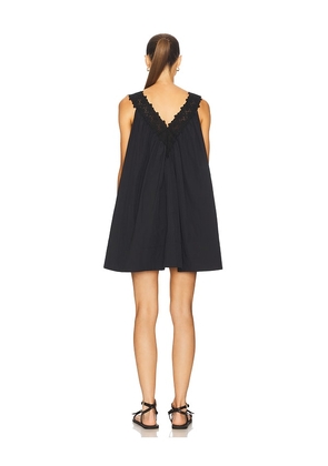 Helsa Mini Dress With Lace in Tech Poplin in Black. Size M. Also in L, XL.