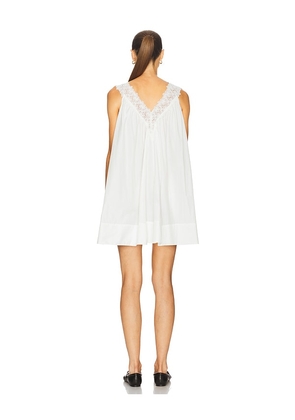 Helsa Mini Dress With Lace in Tech Poplin in White. Size M. Also in L.