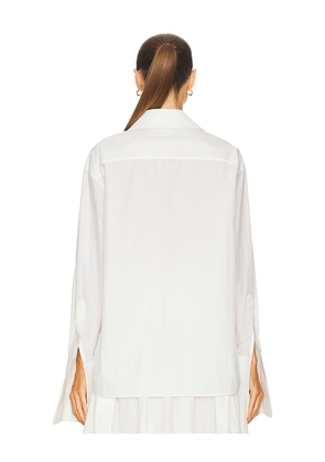 Helsa Classic Oversized Shirt in Tech Poplin in White. Size S. Also in XXS.