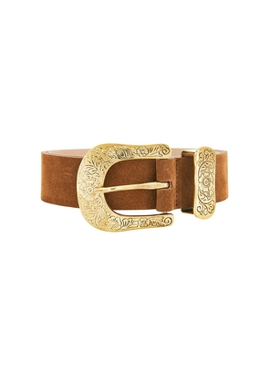 L'AGENCE Otera Wide Leather Belt in Brown. Size L. Also in M, S.