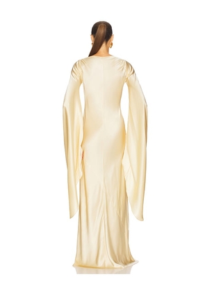 Helsa The Rosalind Dress in Silk Charmeuse in Yellow. Size S. Also in XS.