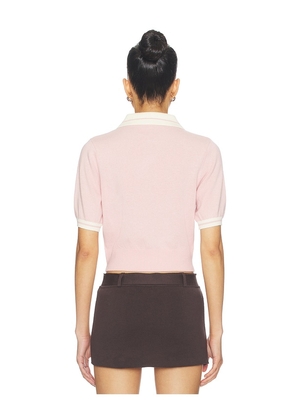 Malbon Mikayla Knit Polo Top in Pink. Size L. Also in M, XL.