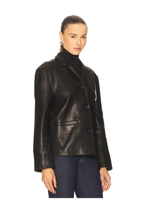 GRLFRND Marlo Leather Blazer in Black. Size M. Also in S, XXS, XS.