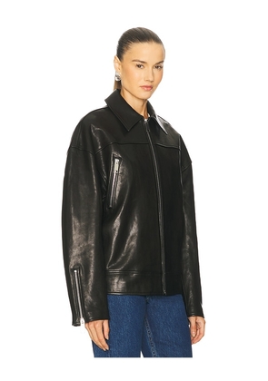 GRLFRND Alek Leather Moto in Black. Size M. Also in S, XXS, XS, L, XL.