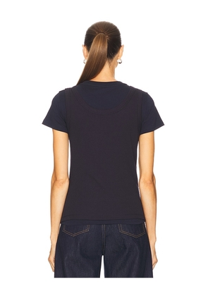 GRLFRND Layered Short Sleeve Tee in Navy. Size M. Also in L, S, XL, XS, XXS.