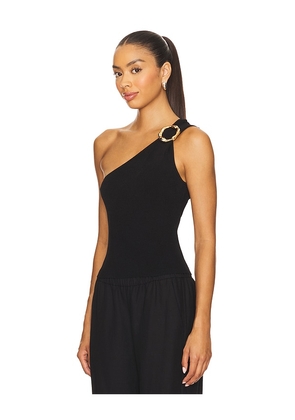 SIMKHAI Fenix One Shoulder Top in Black. Size M. Also in S, L.