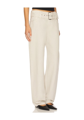 GRLFRND Eliza Belted Boyfriend in Beige. Size 24. Also in 25, 28, 32.
