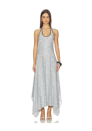 Kate Barton Halterneck Handkerchief Dress in Light Grey. Size M. Also in S, XS.