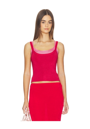 Kate Barton Kb Layered Tank Top in Red,Fuchsia. Size L. Also in M, S, XS.