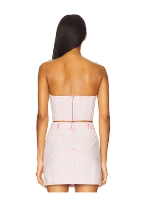 fleur du mal Colored Denim Bustier Top in Pink. Size 2. Also in 0, 4, 6, 8.