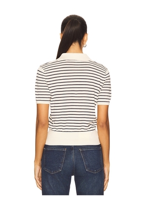 FRAME The Keyhole Polo in Ivory,Black. Size M. Also in L, S.