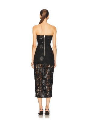 Generation Love Misha Faux Leather Guipure Midi Dress in Black. Size S. Also in XS, M.
