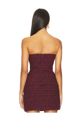 Generation Love Quinn Tweed Vestier in Burgundy. Size M. Also in S, XL.