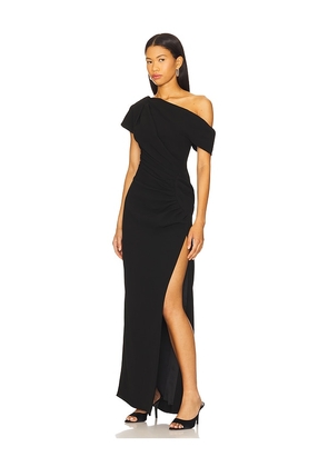 SIMKHAI Kally Draped Midi Dress in Black. Size 2. Also in 0, 10, 4, 6.