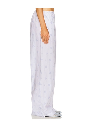 Helsa House Pants in Fleur Print Stripe in White. Size M. Also in XS, S, L, XL.