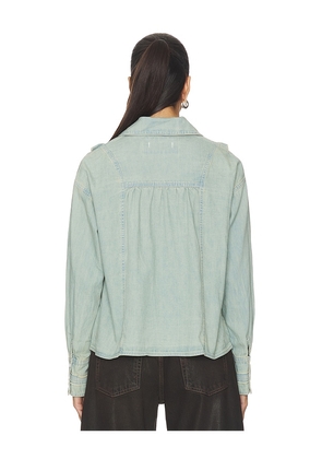 Free People x We The Free Tattered And Ruffled Top In Vintage Tint Wash in Blue. Size M. Also in S, XL.