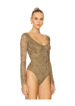 Free People x Intimately FP Perfectly Fine Bodysuit In Gothic Love in Olive. Size XL. Also in L.